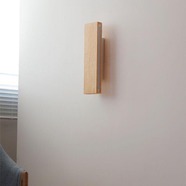 Beige and white Japanese-style LED wall light, another view, shown unlit in a vertical side view.