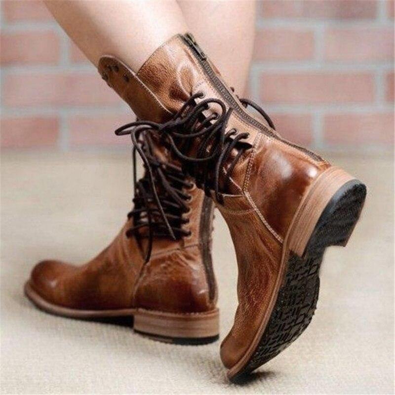 Brown Ladies Leather Lace-Up Boots – Freya