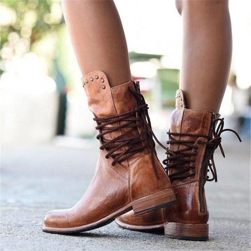 Brown Ladies Leather Lace-Up Boots – Freya