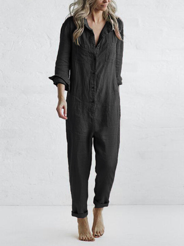 Casual Fall Jumpsuit – Liv | 100% Cotton, with practical pockets