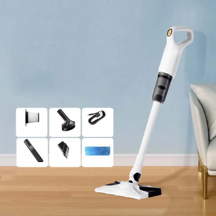 Another view of the cordless vacuum cleaner with included accessories