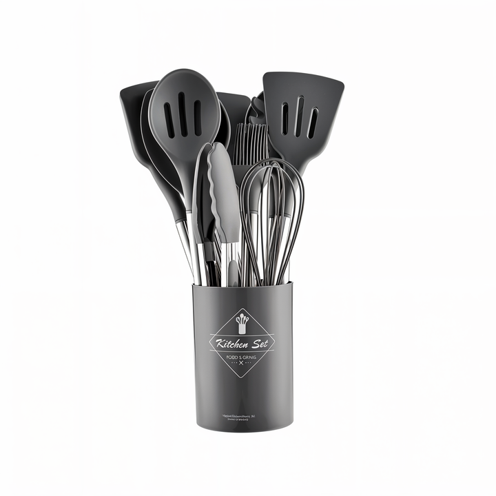 12-Piece Silicone Kitchen Utensil Set - Culinara Pro-Beige-Nora Luxe