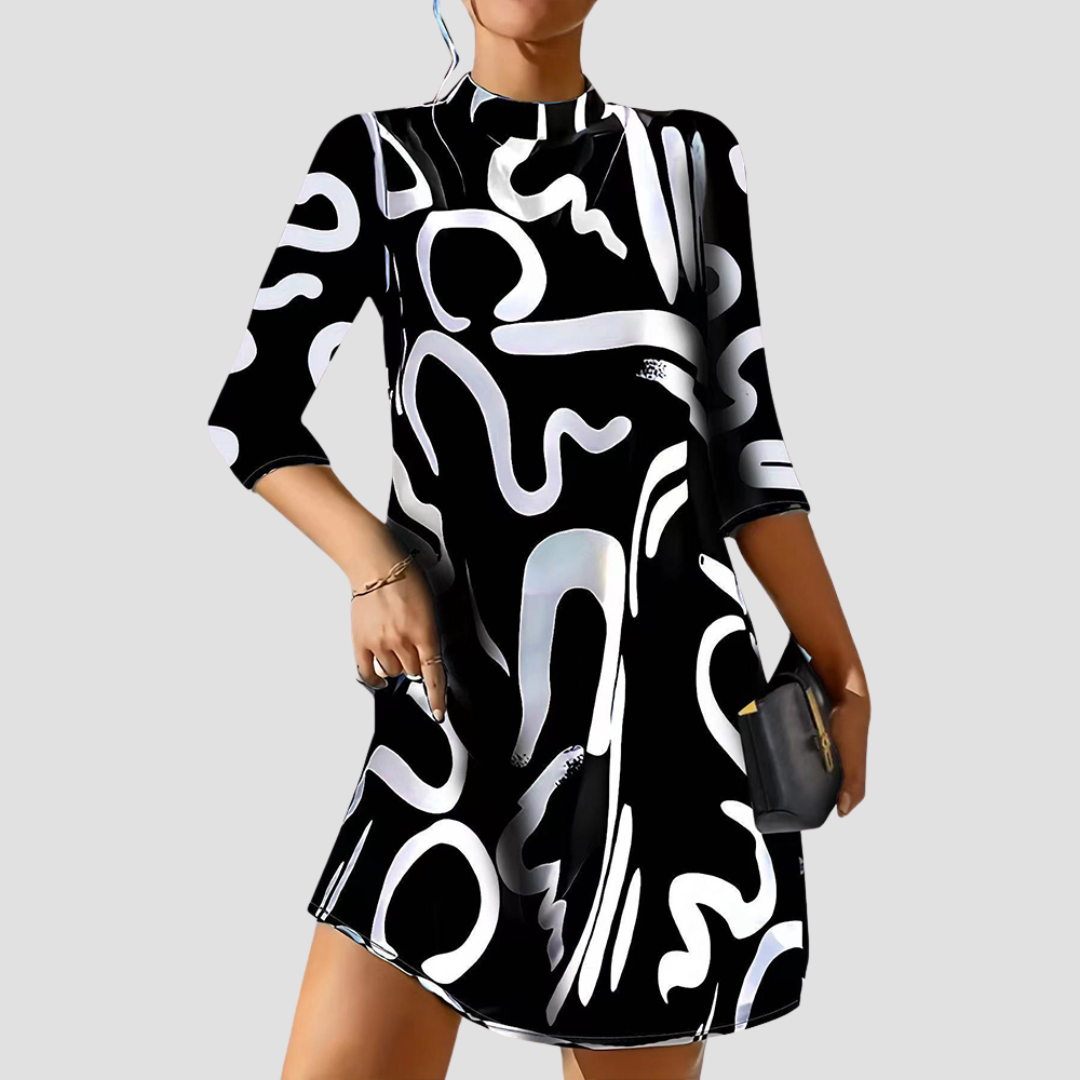 Mini dress with long sleeves & round neck – Elanora