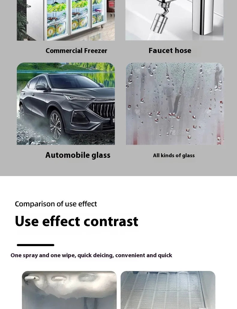 Further uses on a commercial freezer, faucet, car glass and misted glass, above before-and-after photos 14