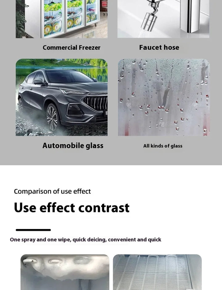 Further uses on a commercial freezer, faucet, car glass and misted glass, above before-and-after photos 14