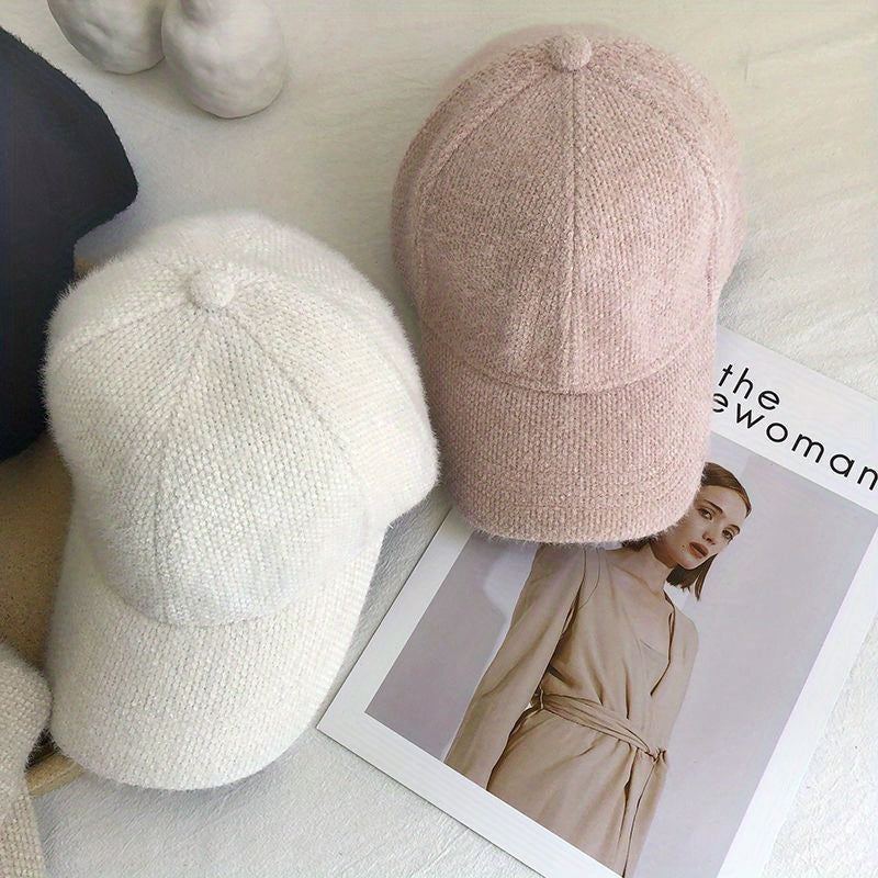 Warm women's baseball cap with faux fur for autumn & winter - Lorena