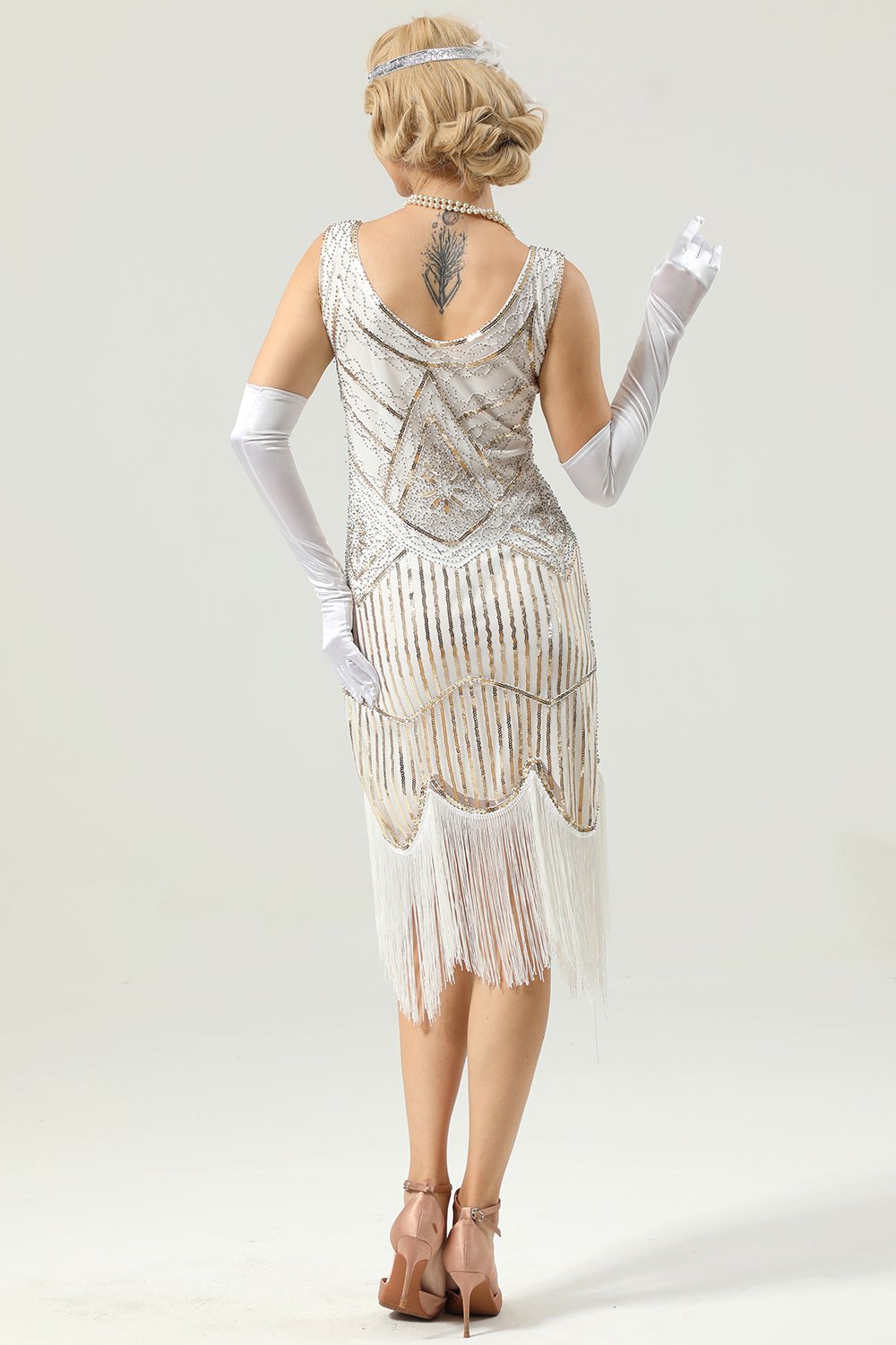 1920s Inspired Sleeveless Flapper Dress - Shawna
