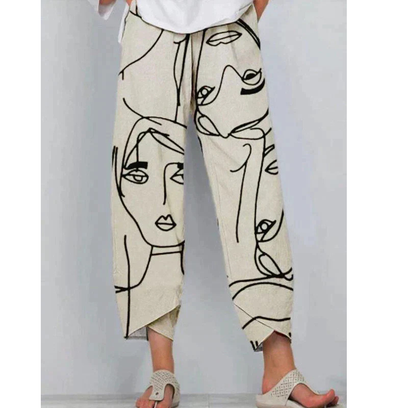 Casual women's fall pants with wide leg & elastic waistband – Yara