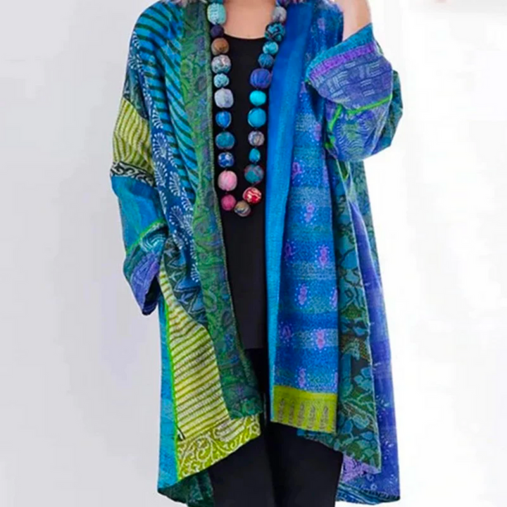 Autumn Boho cardigan with colorful autumn pattern – Maravilla