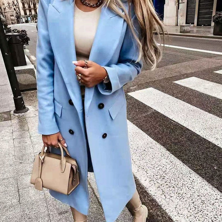 Long women's coat with button placket – Helena
