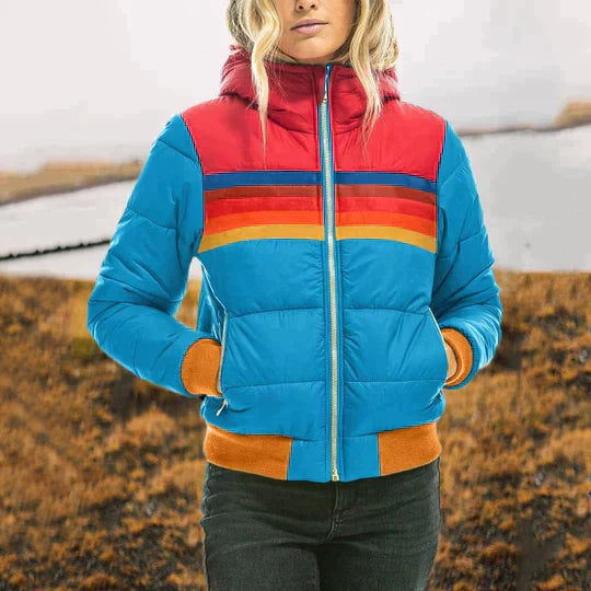 Colorful Padded Ladies Jacket with Hood – Ylva