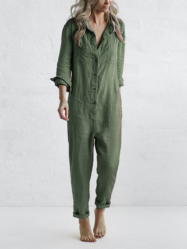 Casual Fall Jumpsuit – Liv | 100% Cotton, with practical pockets