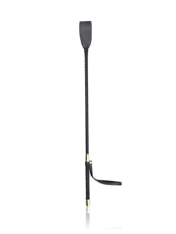 Whip standing upright against a white background, showing its full length with the wrist loop hanging near the handle 4