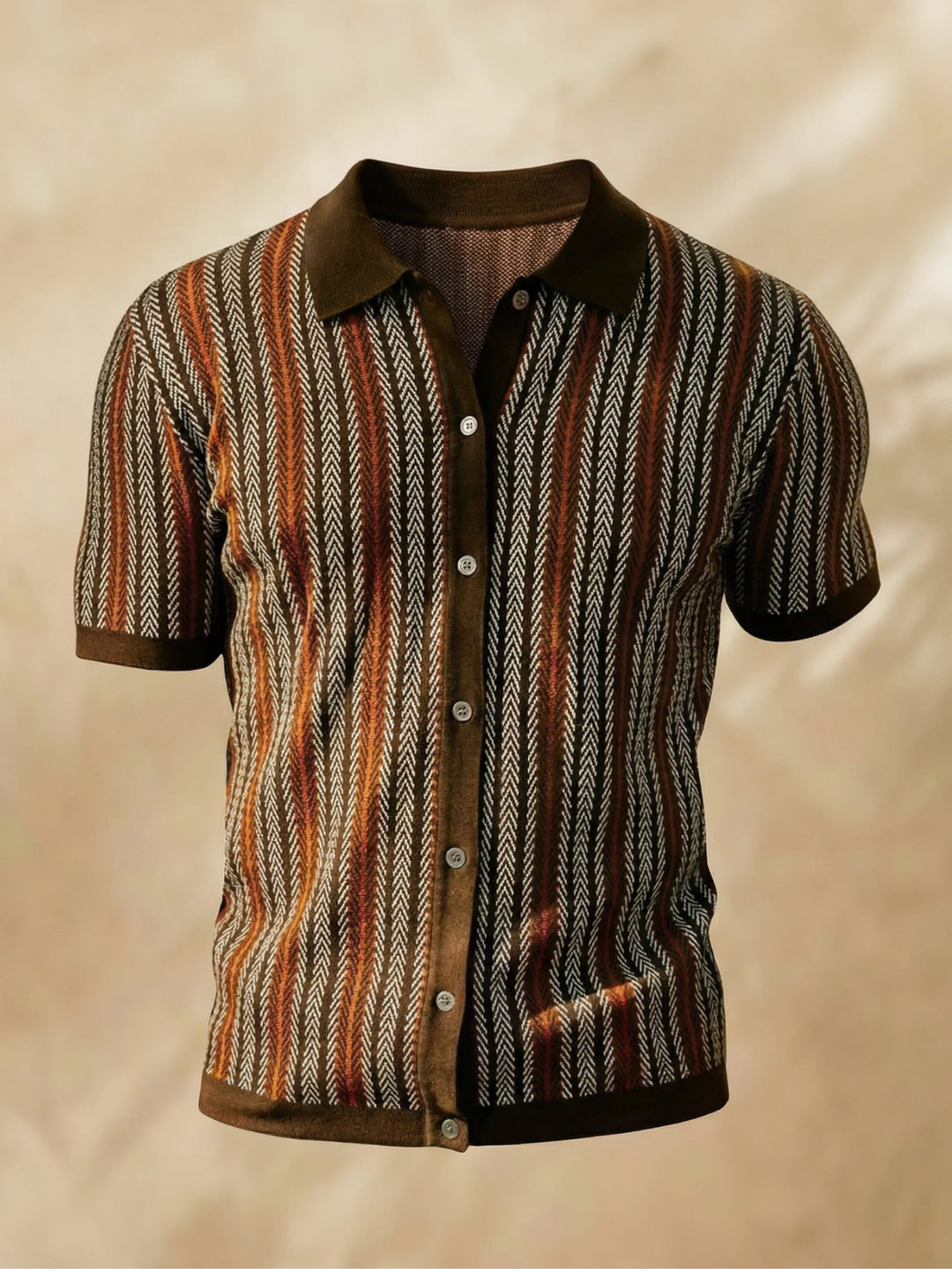 Breathable men's chevron polo shirt with button placket – Julian