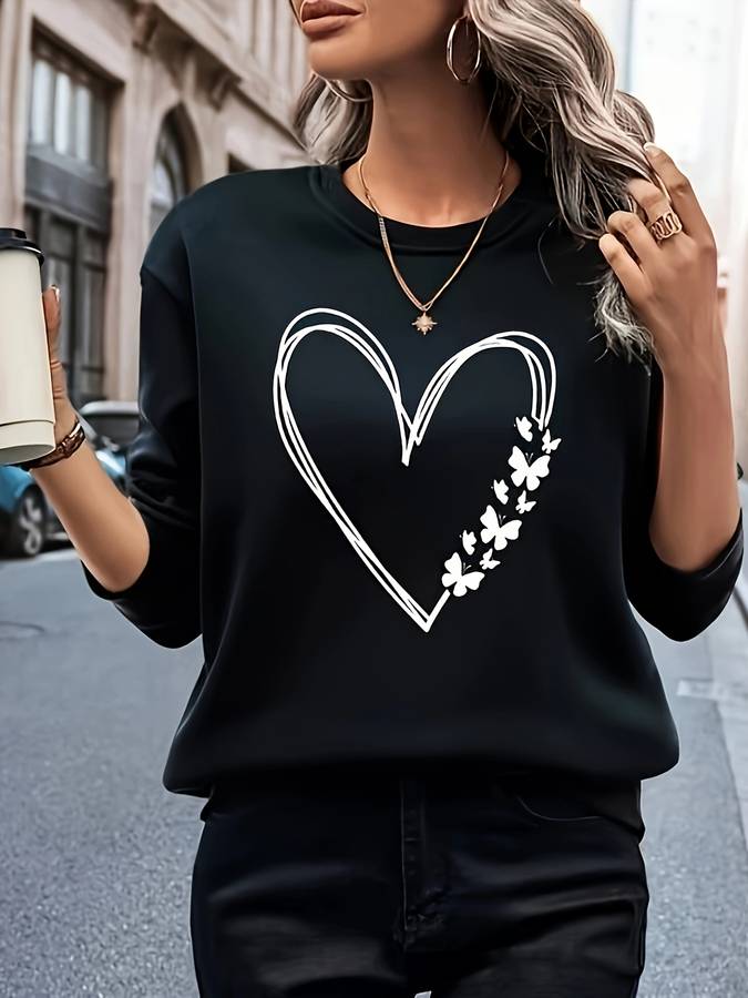 Ladies' sweater with heart print – Bonny