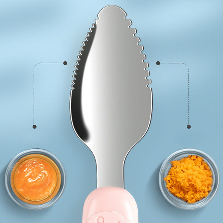2-in-1 Silicone Baby Spoon - TinyTasties-Blue-Blue-Nora Luxe