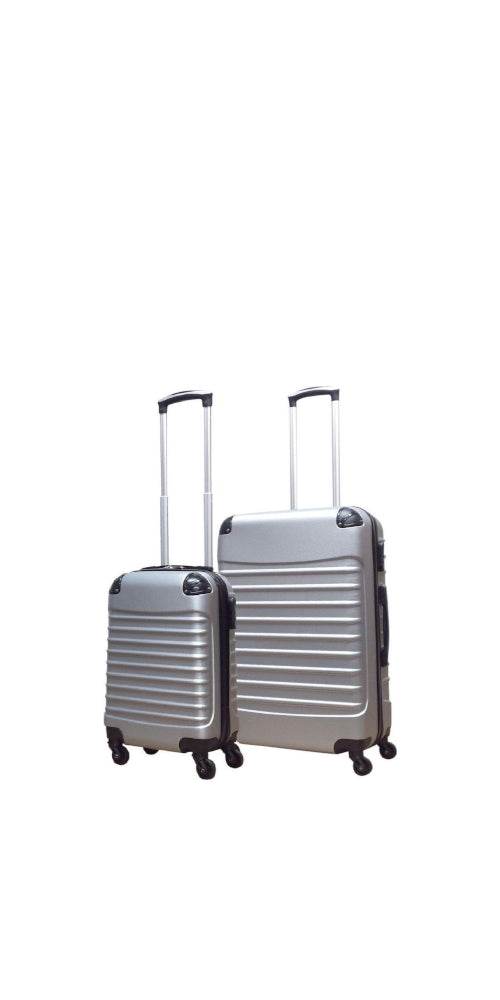 2-piece hard-shell suitcase set – Milano Silver-Nora Luxe