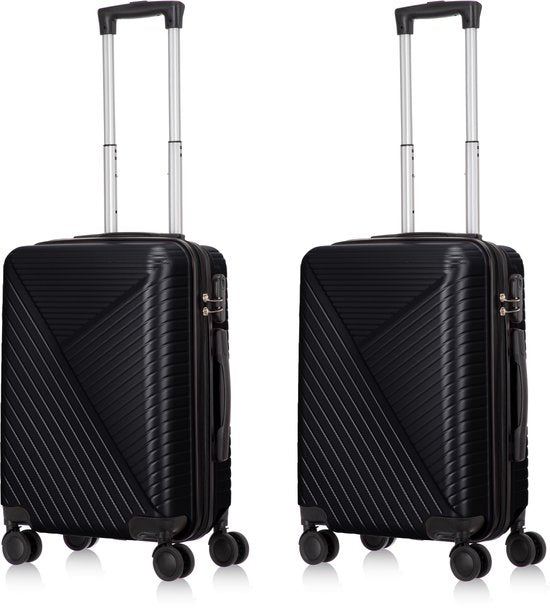 2-piece hard shell suitcase set – Santorini-Black-2x S (39 L)-Nora Luxe