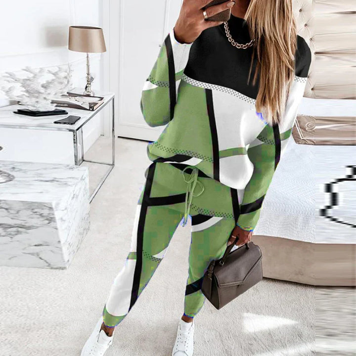 2-piece Set with O-neck and Long Pants - Sophie-Gray-S-Nora Luxe