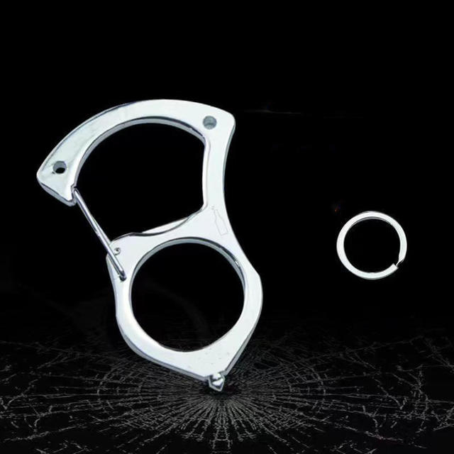 Stainless steel car key fob organizer with carabiner, another view
