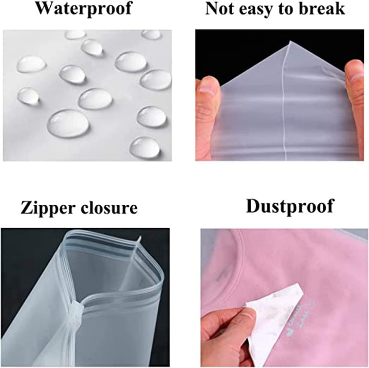 Multi-Purpose Frosted Zip Storage Bags – 20-Pack Plastic Garment Sleeves (Buy 2 Sets, Take 1 FREE)