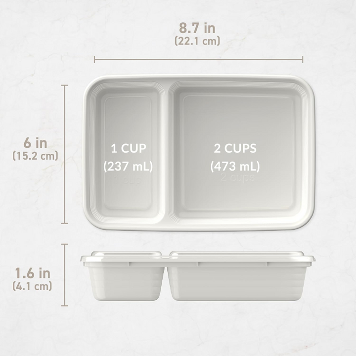 20-piece reusable 2-compartment food containers-Gray-Nora Luxe