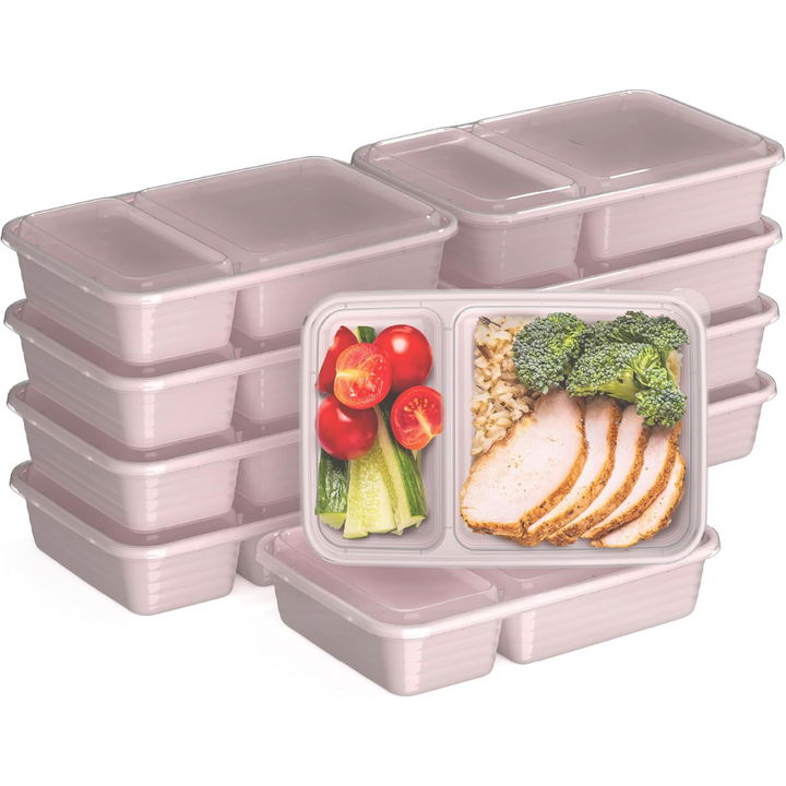 20-piece reusable 2-compartment food containers-Pink-Nora Luxe