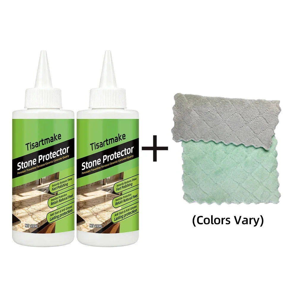 Bundle of two coating liquid bottles with pointed nozzles beside a gray and a green microfiber cloth 22