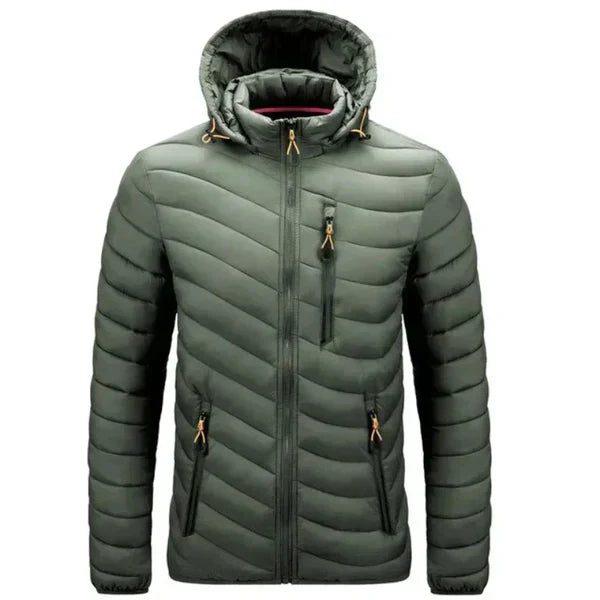 Men's water-repellent down jacket with detachable hood – Alaric