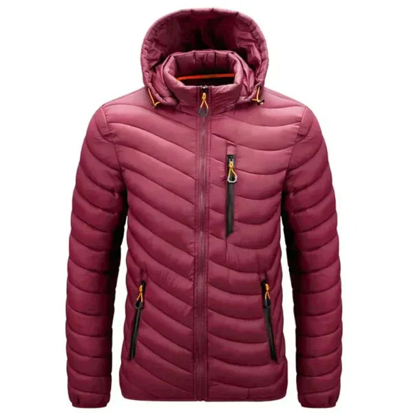 Men's water-repellent down jacket with detachable hood – Alaric