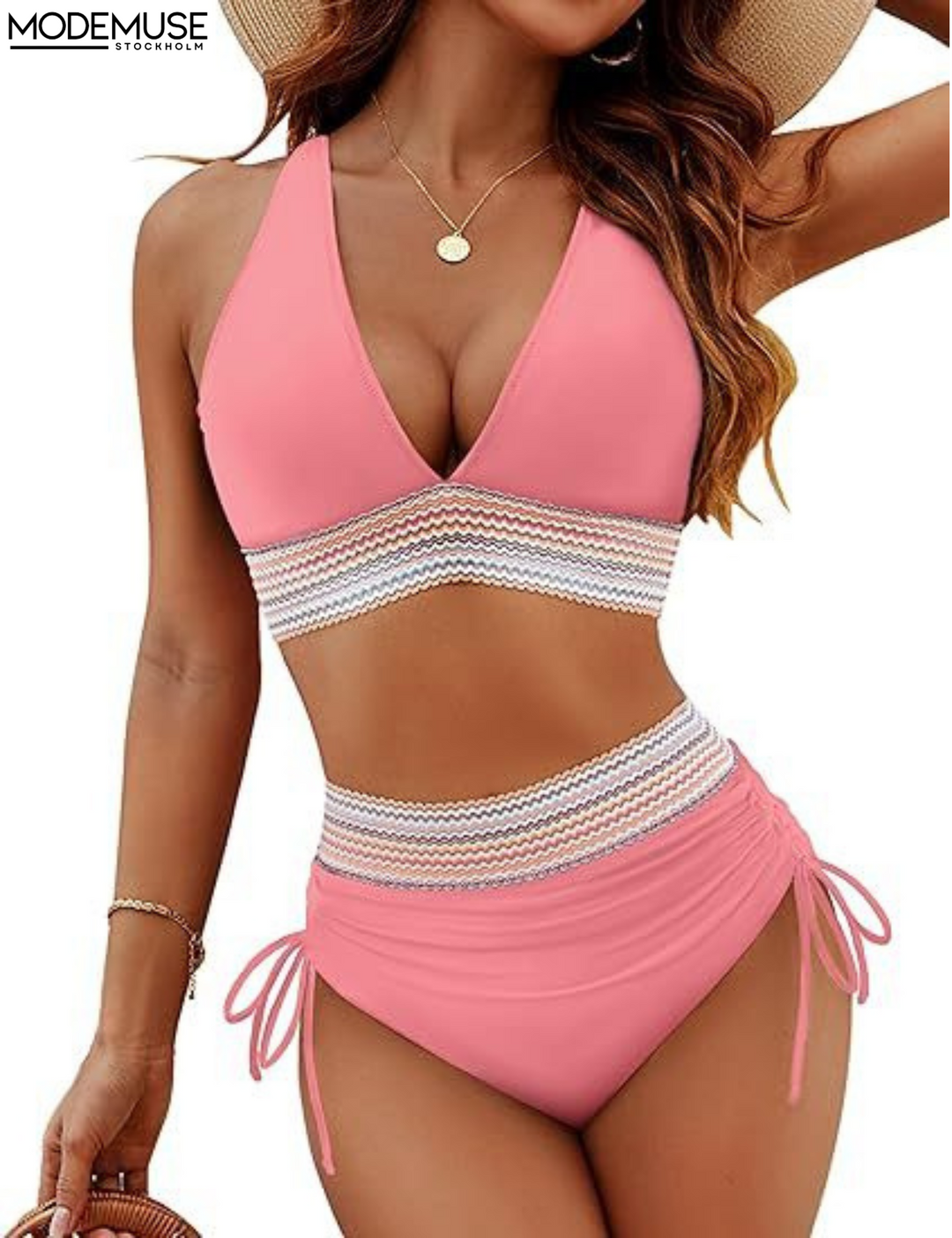Trendy High-Waist Bikini Set - Tessa, made from quick-drying material.