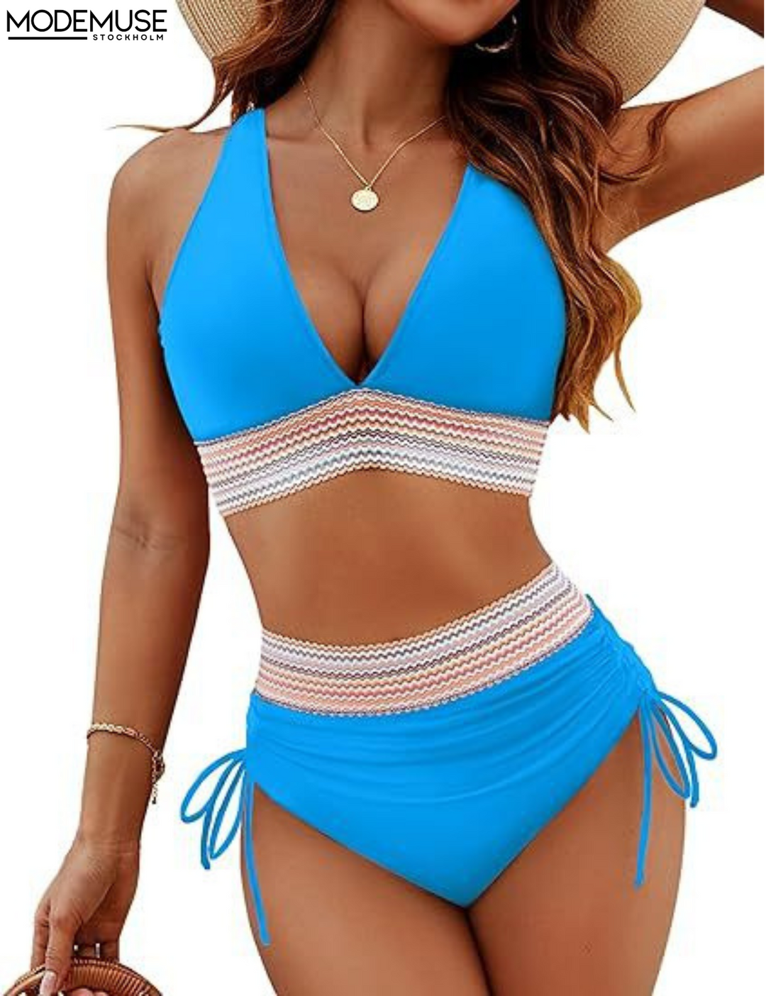 Trendy High-Waist Bikini Set - Tessa, made from quick-drying material.