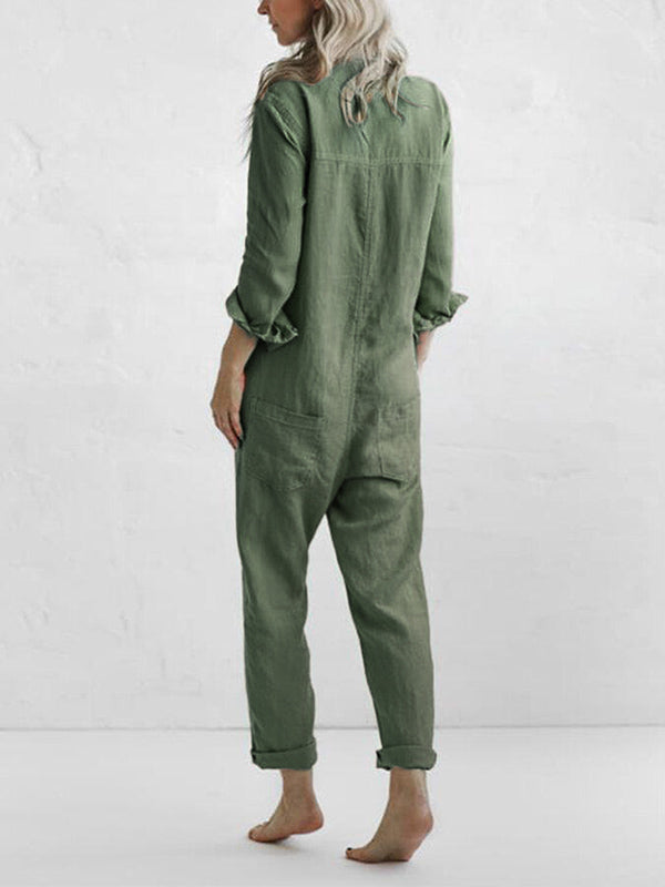 Casual Fall Jumpsuit – Liv | 100% Cotton, with practical pockets