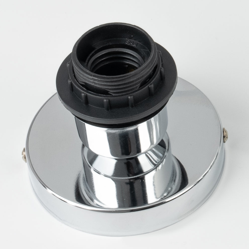 Ceiling light detail with a ceiling base and bulb socket shown without the crystal shade.