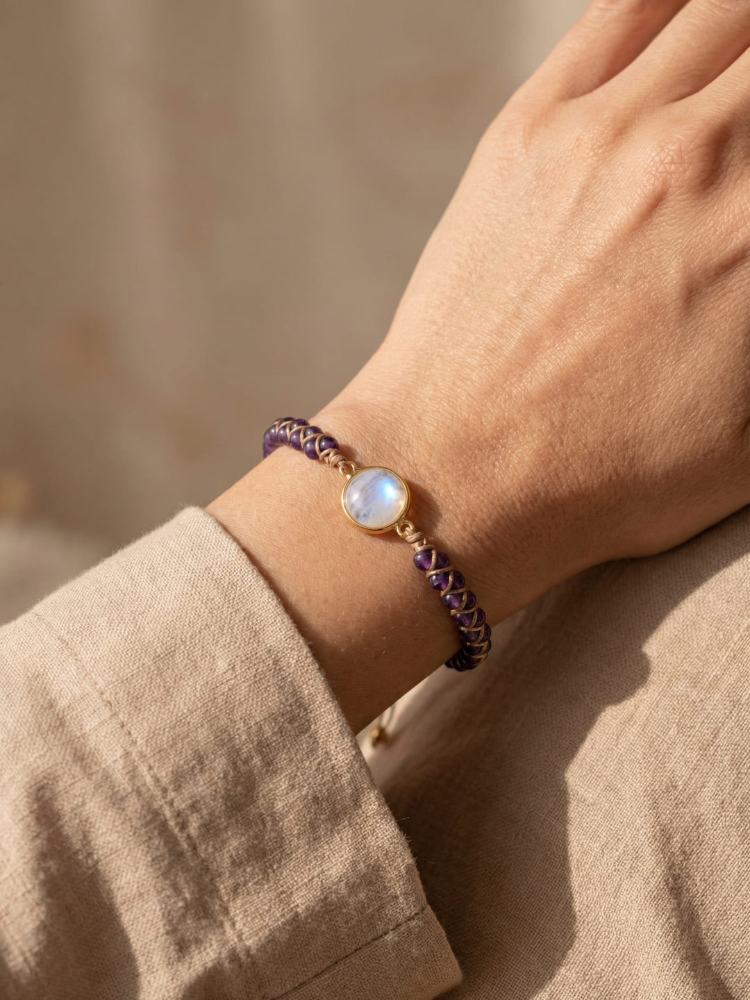 Amethyst-Opal Yoga Bracelet - Aurielle