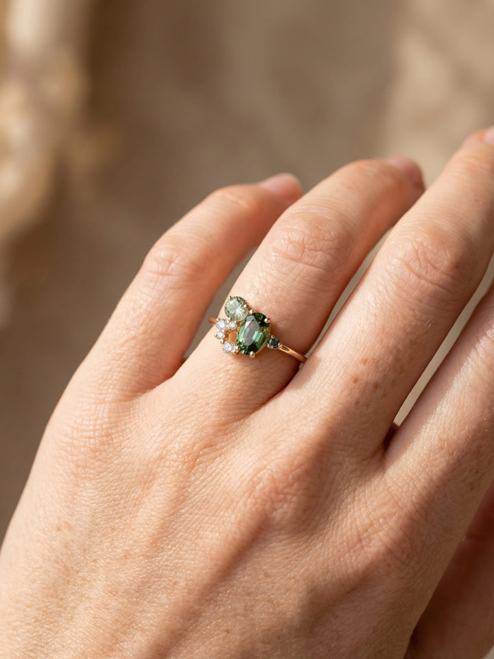 Natural Peridot with Zircon Ring - Selene
