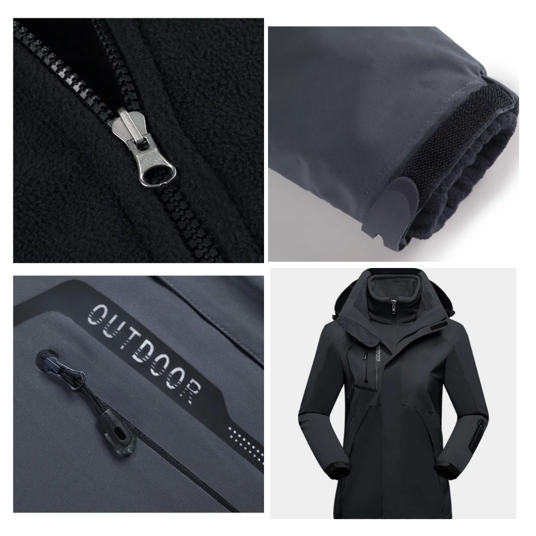 3-in-1 Outdoor Jacket for Women - Romy-Black-M-The Livary