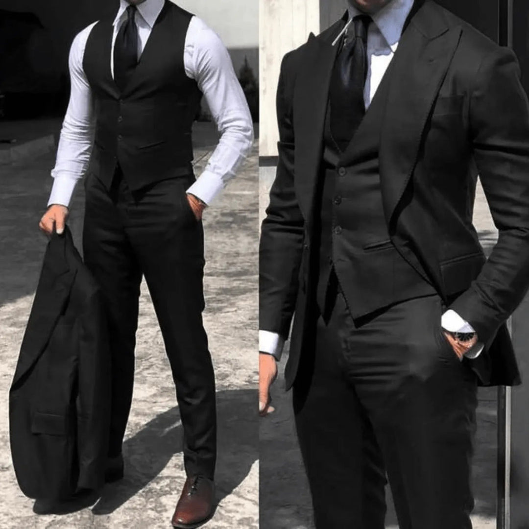 3-piece Classic Men's Suit - Luca-Black-S-The Livary