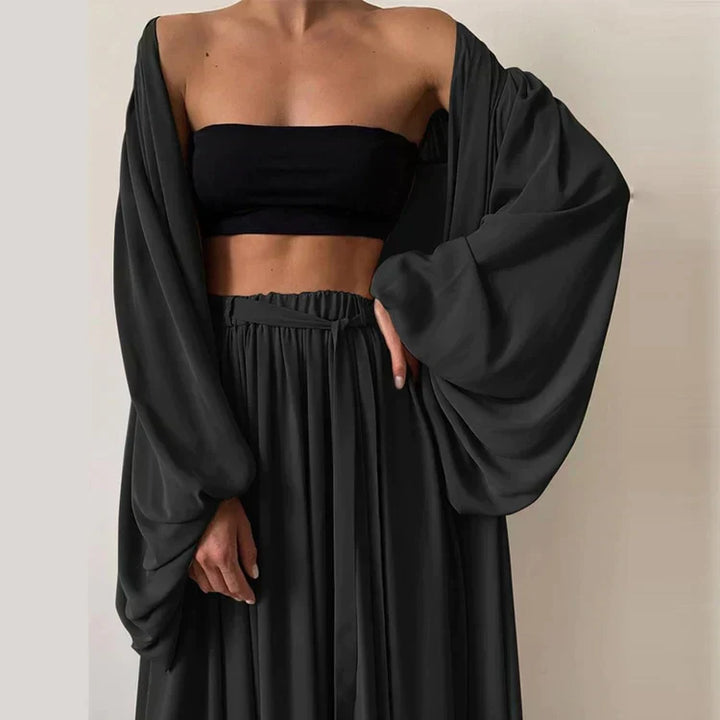 3-piece summer set with blazer, trousers & top – Leonie-Black-S-Nora Luxe