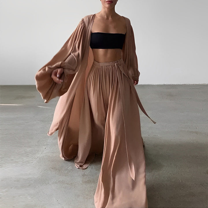 3-piece summer set with blazer, trousers & top – Leonie-Brown-S-Nora Luxe