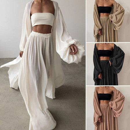 3-piece summer set with blazer, trousers & top – Leonie-White-S-Nora Luxe