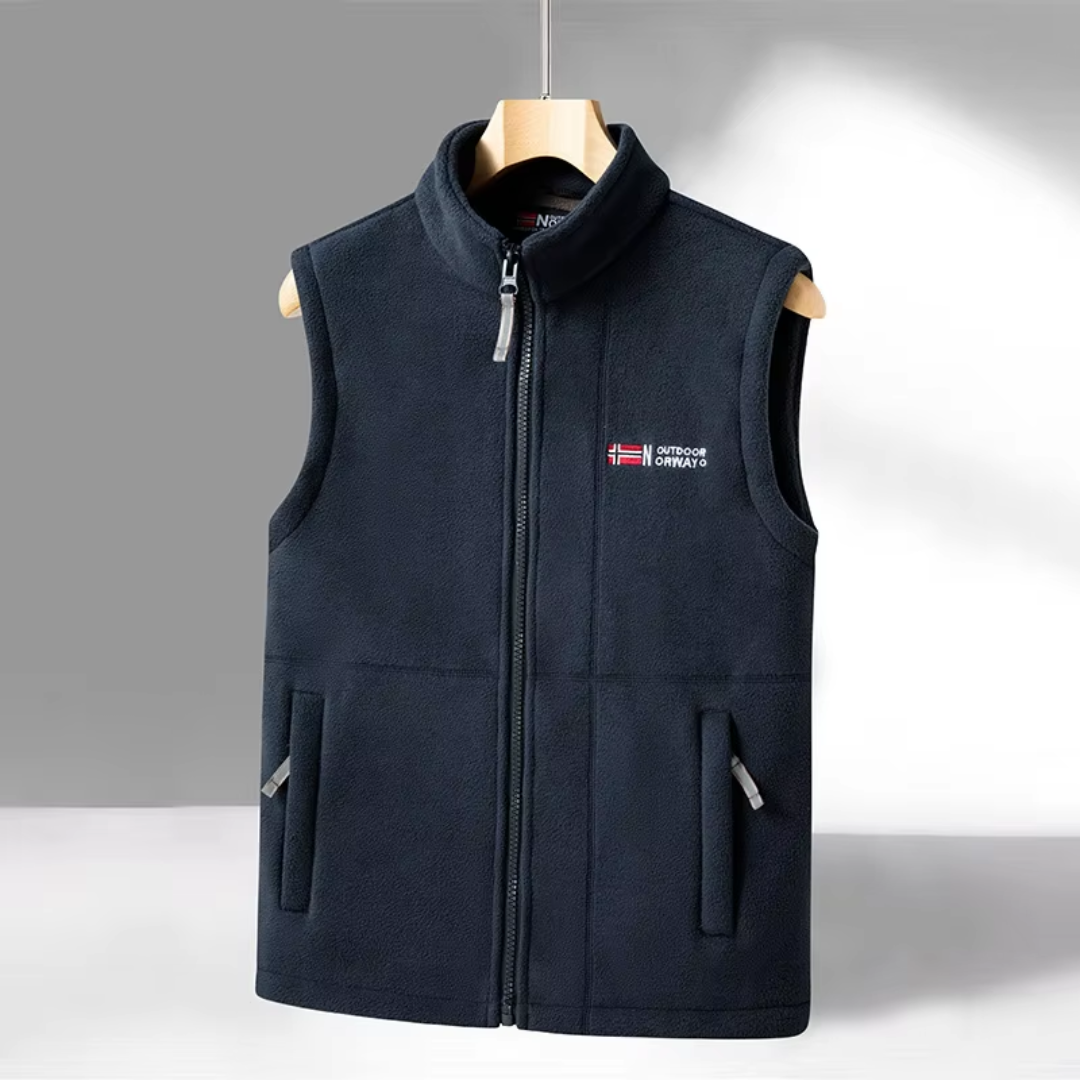 Men's Fleece Outdoor Gilet – Lined with Stand-up Collar – Kaspar