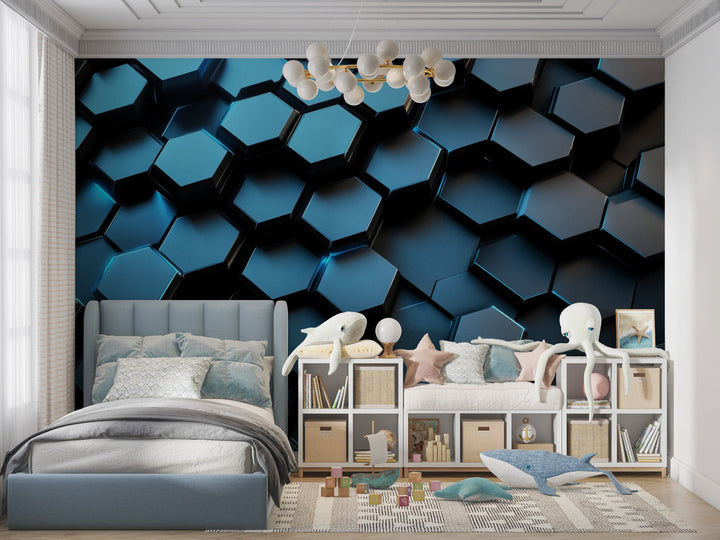 3D Geometric Hexagon Wall Mural Wallpaper - Geovista