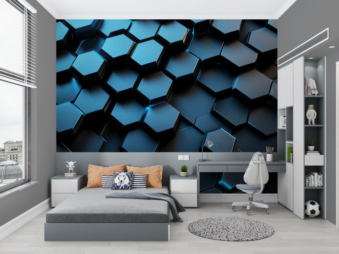 3D Geometric Hexagon Wall Mural Wallpaper - Geovista