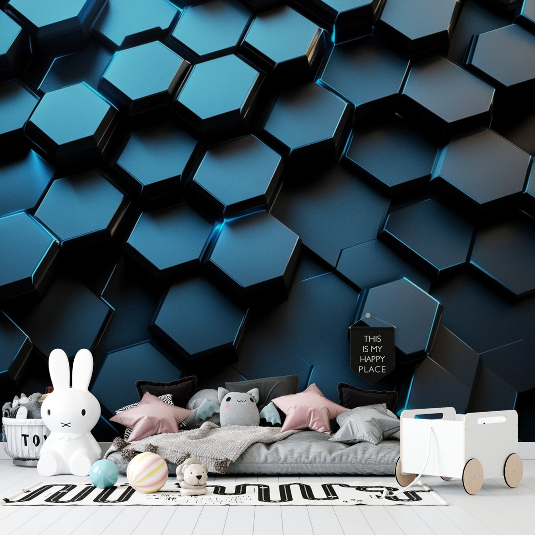 3D Geometric Hexagon Wall Mural Wallpaper - Geovista