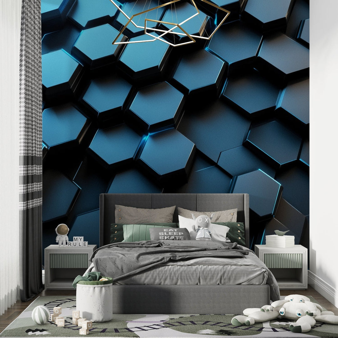 3D Geometric Hexagon Wall Mural Wallpaper - Geovista