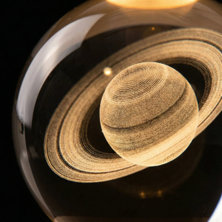 3D lasergegraveerde Kristallen Bol Met Zonnestelsel - Orbitglow