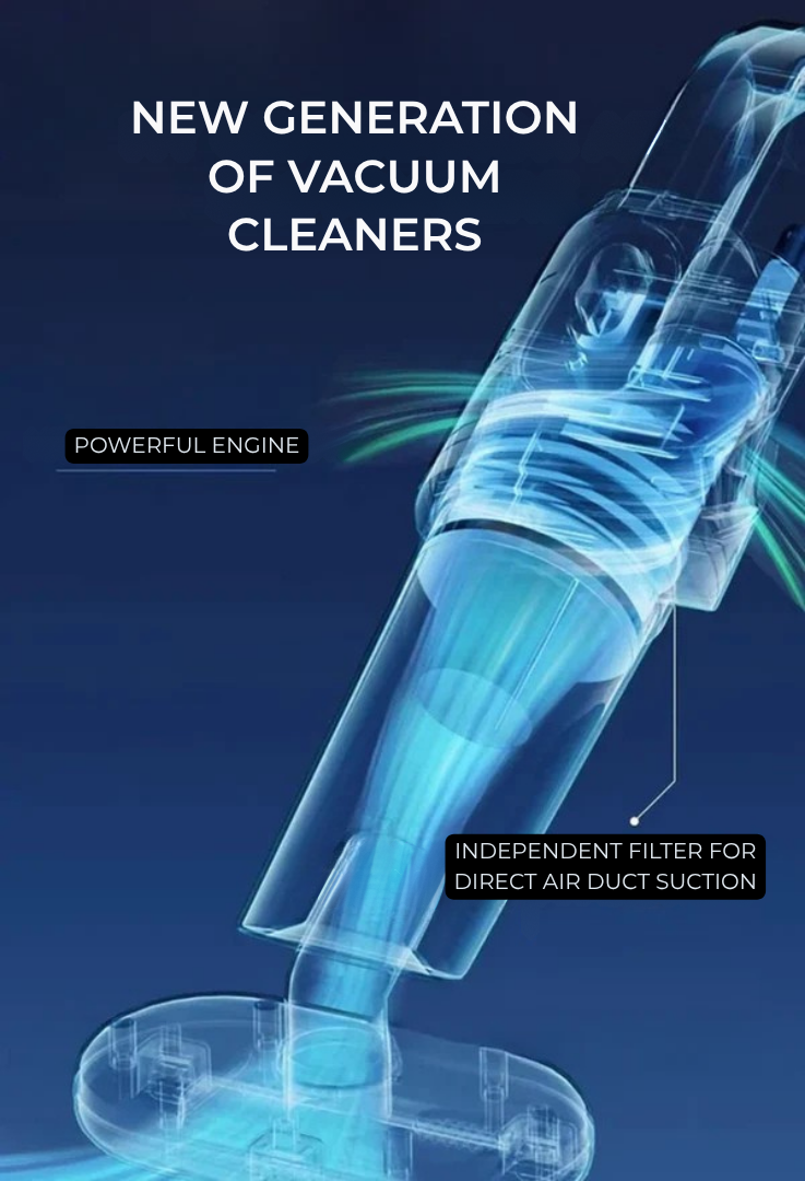 Detail of the cordless vacuum cleaner interior airflow illustration