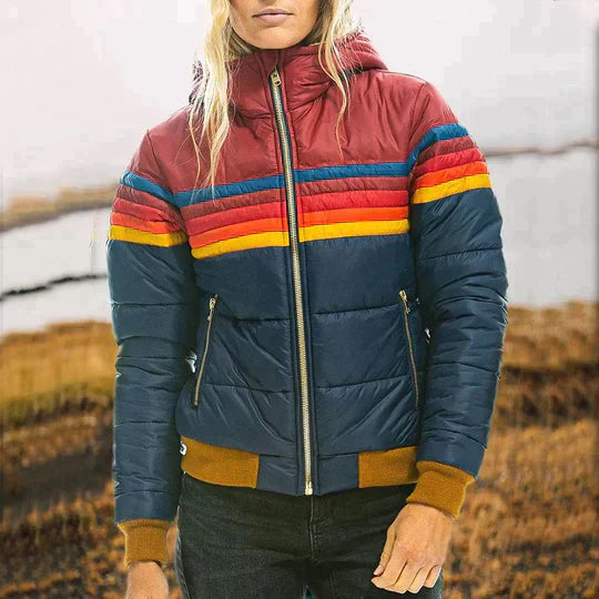 Colorful Padded Ladies Jacket with Hood – Ylva