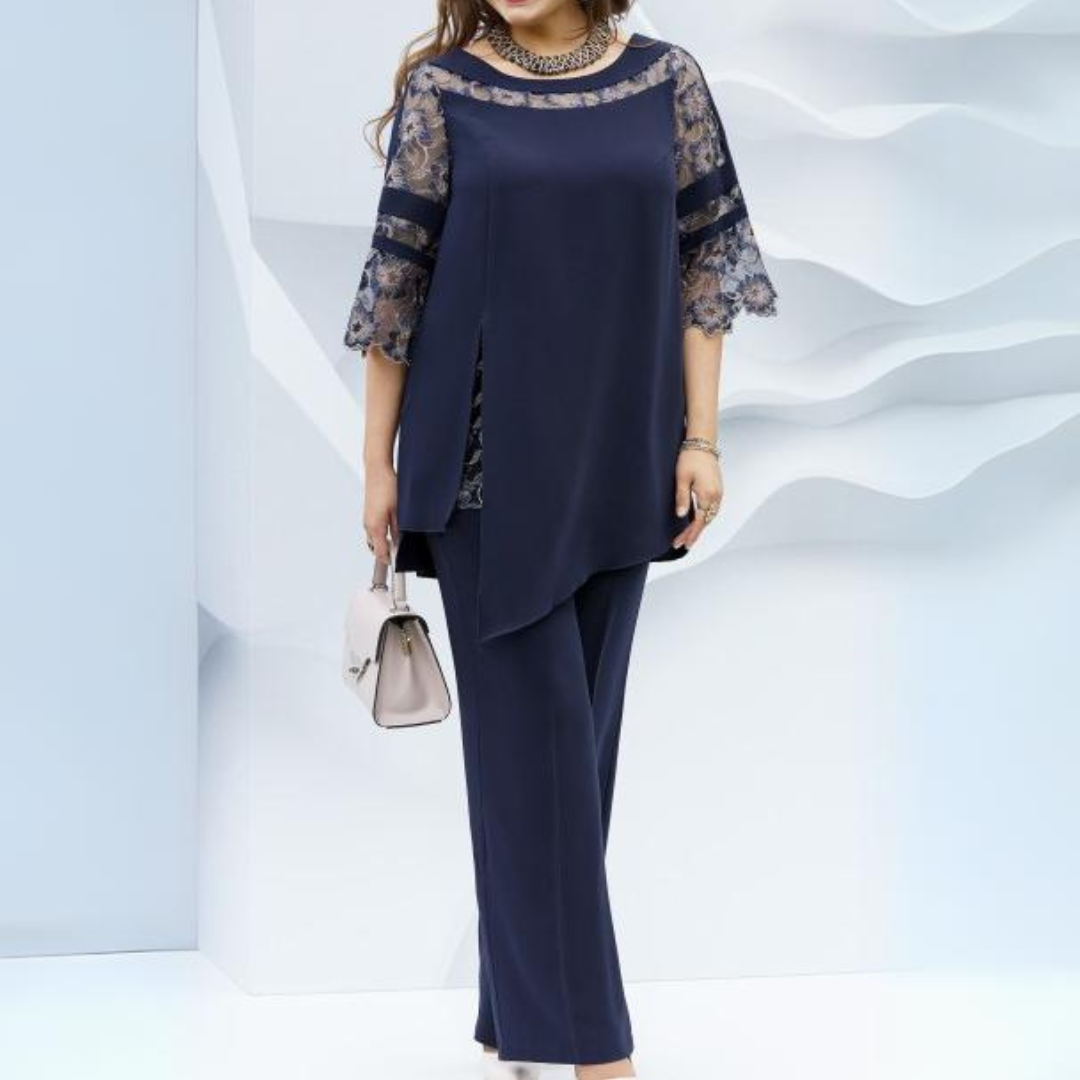 Two-piece ladies' set in dark blue – Isaline-XS-Nora Luxe